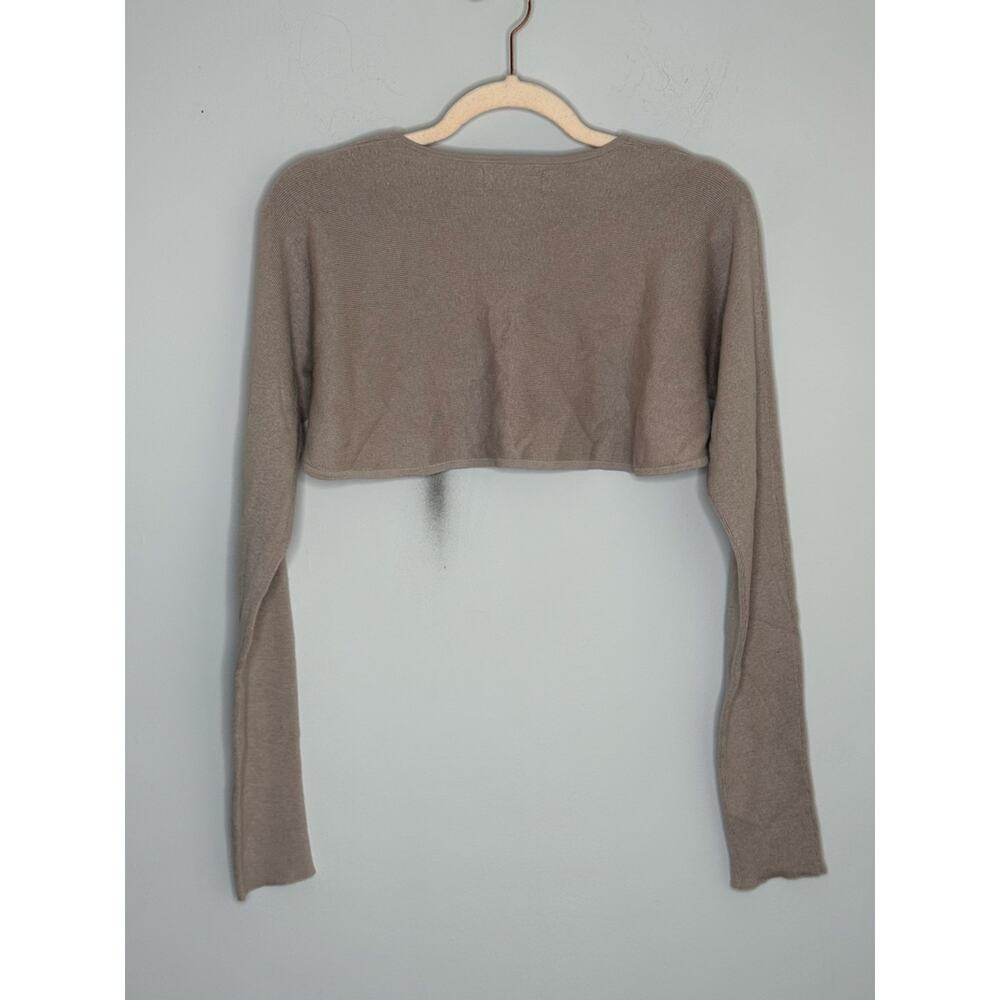 Nadaam Taupe Organic Cotton Cashmere Blend Bolero Cardigan Shrug One Size EUC - Picture 2 of 7